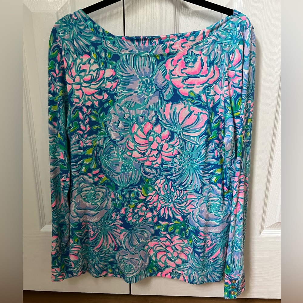 Lilly Pulitzer Etta Boatneck Long Sleeve Shirt VGC - Size XL